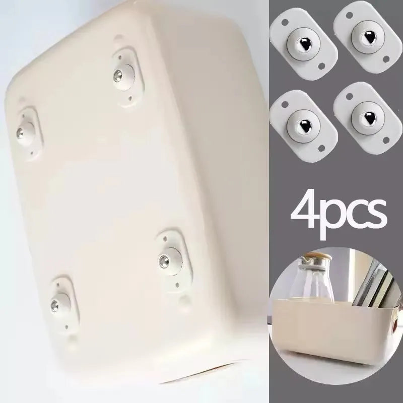 4/12/20Pcs Wheels For Furniture Stainless Steel Roller Self Adhesive Caster Home 360 Degree Load Bearing Swivel Universal Wheel