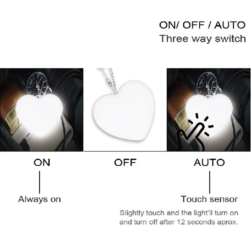 LED Handbag Light Bag Lamp Heart Round Shaped Touch Sensor Purse Light with Keychain Gifts for Women, Mother, Friends